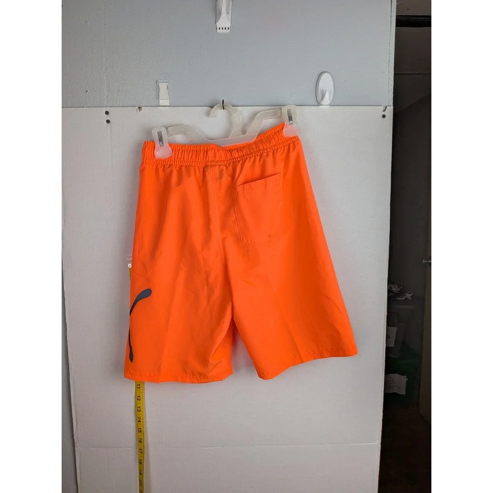 Puma Boys Neon Orange Swim Trunks Board Shorts Mesh Lined Size Large L 1